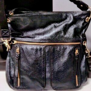 The Sak Large Black Leather Ladies Shoulder Bag Pre Owned 12x13 VGC